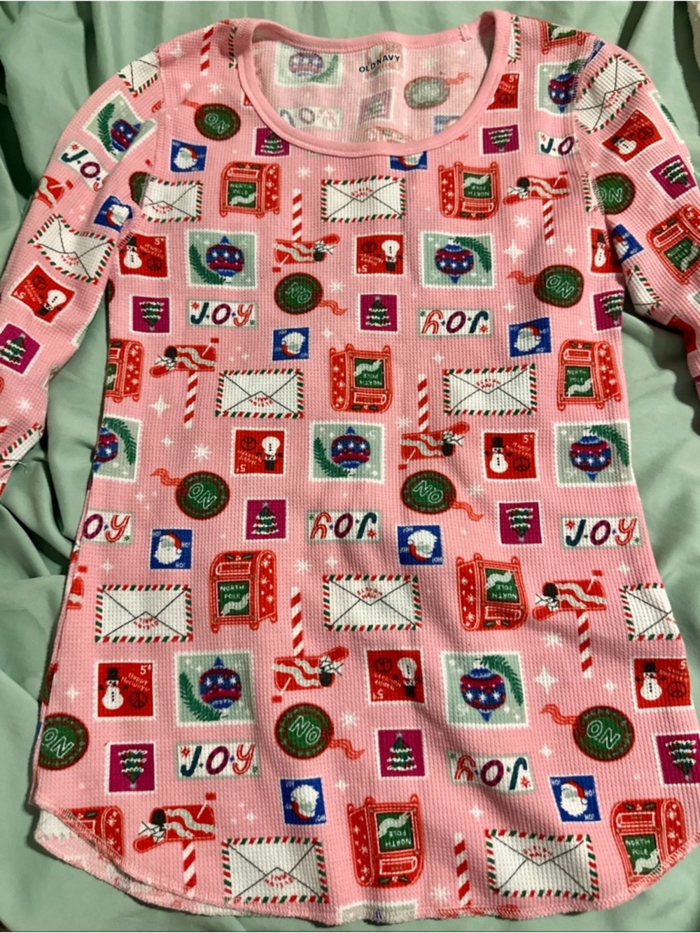 Pink Holiday Print Long Sleeve Top - Picture 3 of 6